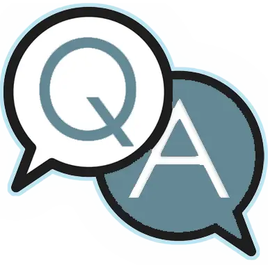 Two overlapping speech bubbles with Q and A letters representing questions and answers.